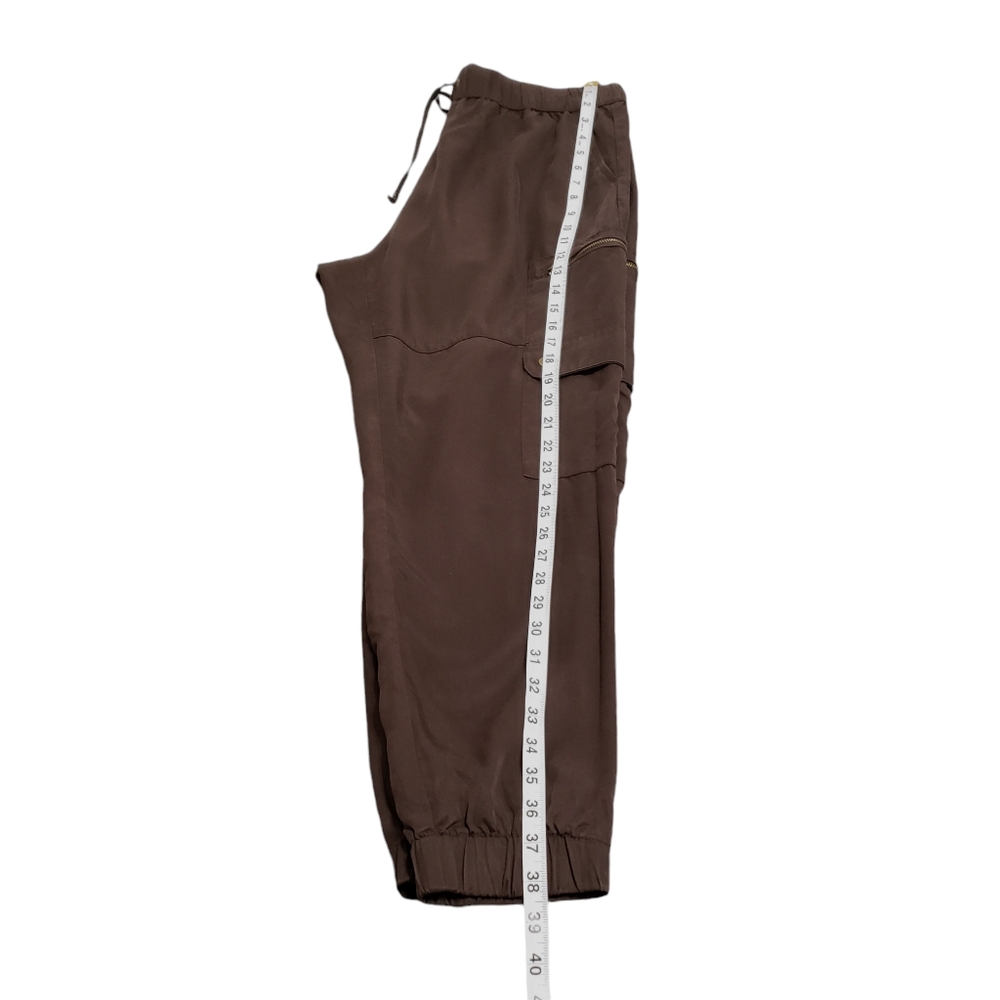 Banana Republic Soft Tencel Cargo Jogger Pants Dark Oak Brown Sz Large 536089 - Picture 12 of 14